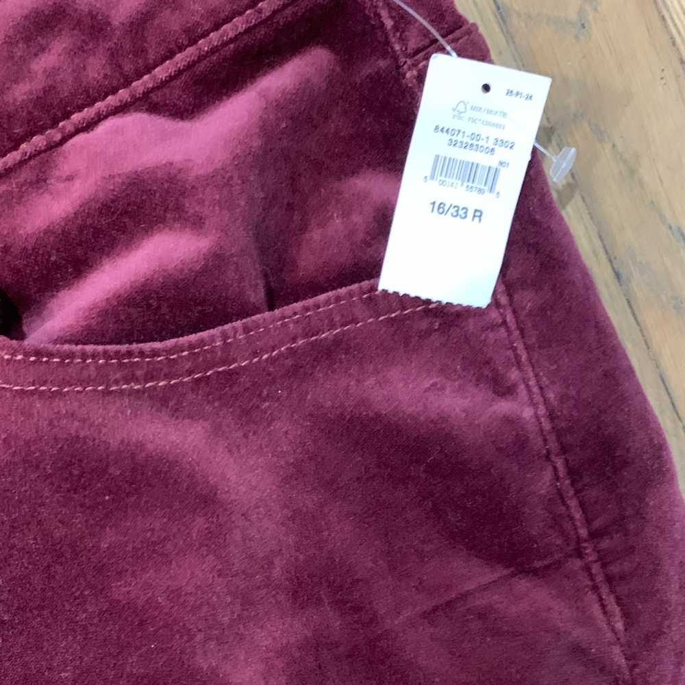 Gap NWT Burgundy Wide Leg Velvet Dress Pants Size 16 High Rise Holiday Trousers - Picture 6 of 7
